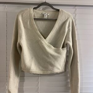 Rachel Zoe Cream V-Neck wrap Sweater